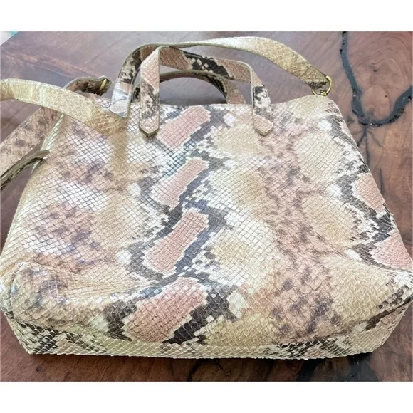 NWT Madewell Snakeskin The Zip-Top TransportLeather Crossbody Purse Bag​​​​​